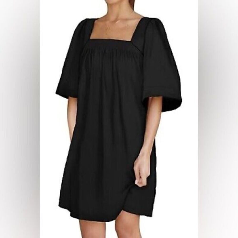 BELONGSCI Women's Square Neck Half Sleeve Mini Dress